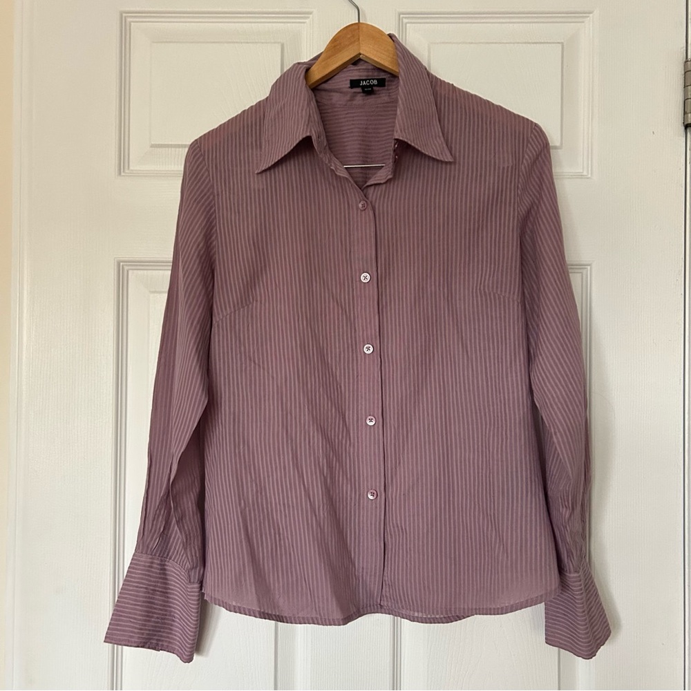 Vintage Jacob Purple Striped Shirt - Size M